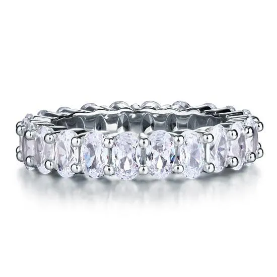 Oval Cut Simulated Diamond 925 Silver Wedding Ring Band Jewelry