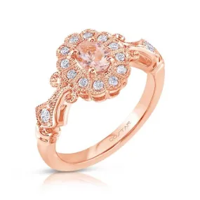Oval Morganite Halo Engagement Ring