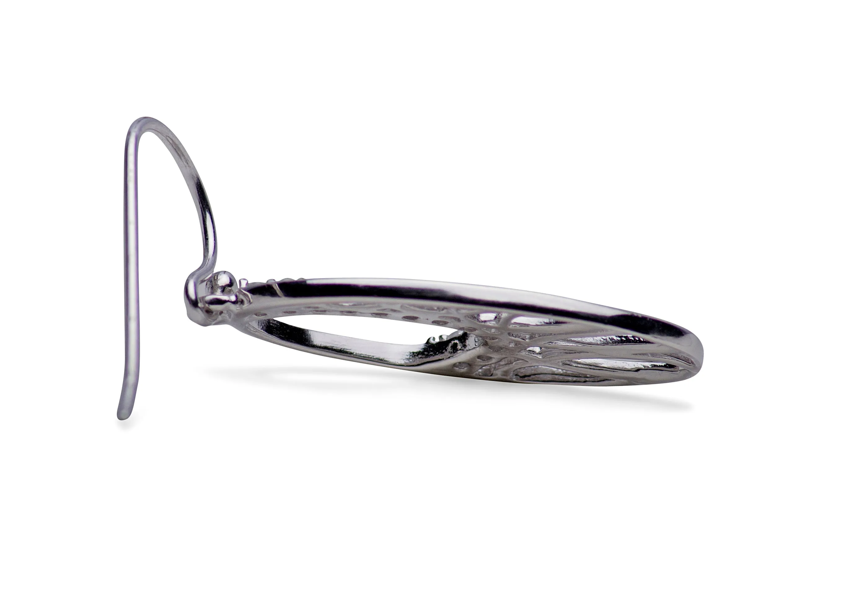Oval Silver Dangle Earrings