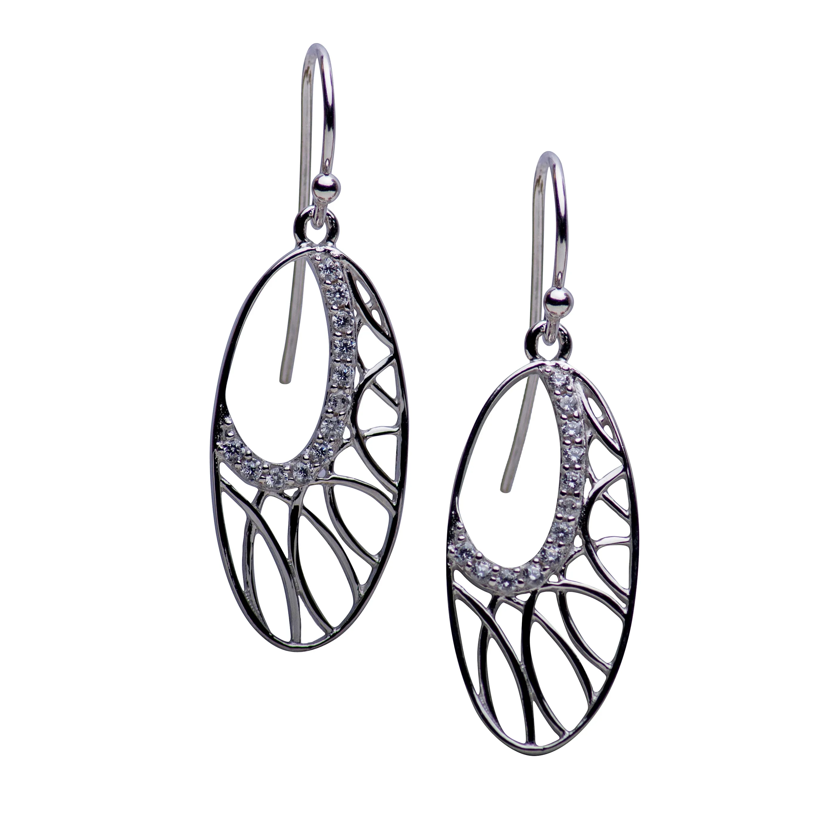 Oval Silver Dangle Earrings