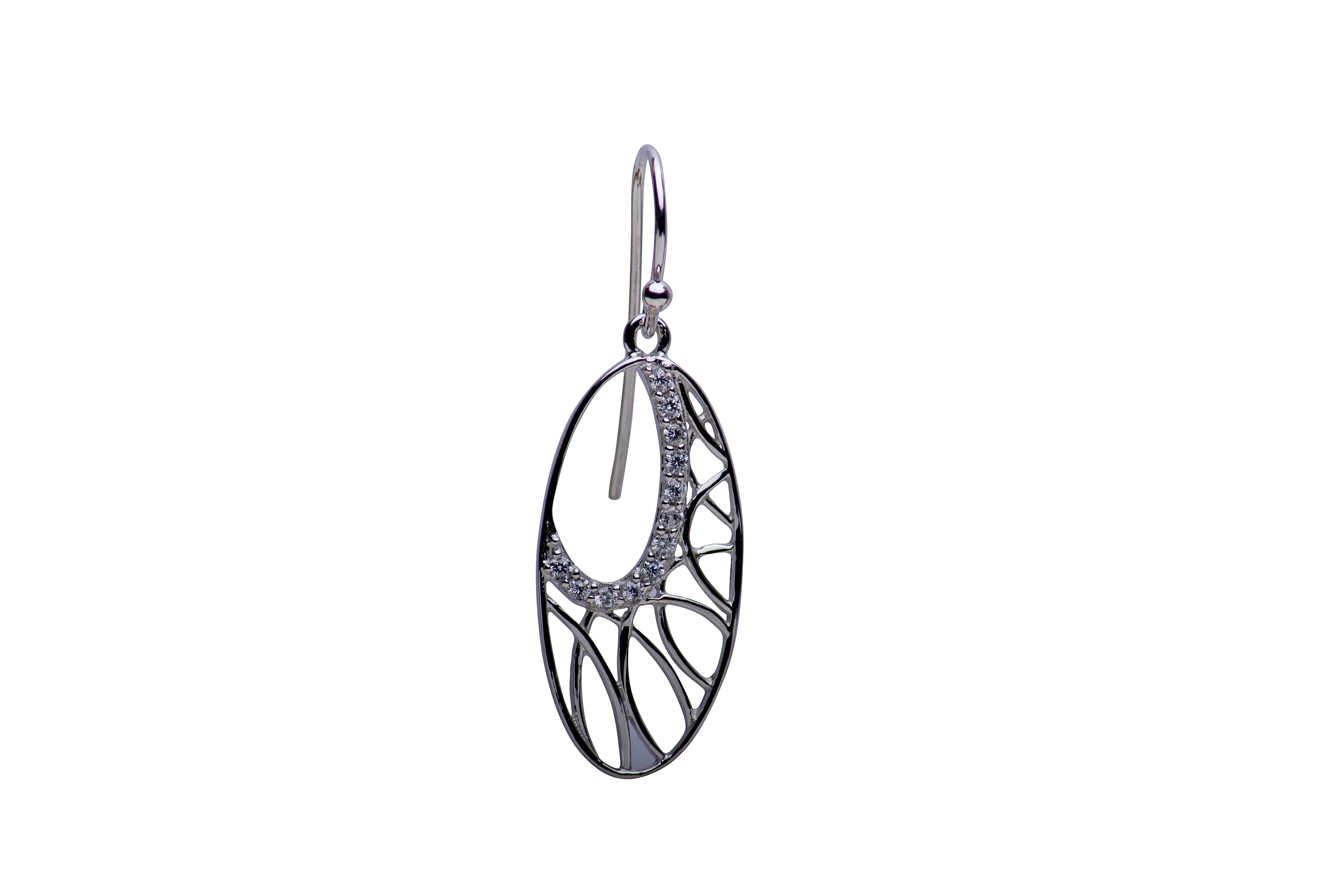 Oval Silver Dangle Earrings