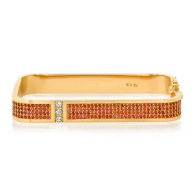 Pave Orange Sapphire Lockdown Bangle with Diamonds