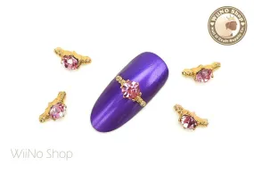 Pink Diamond Gold Ring Nail Metal Charm - 2 pcs