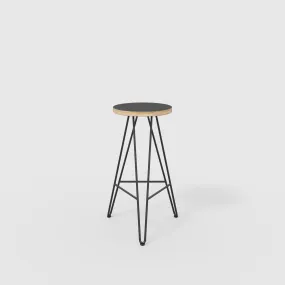 Plywood Bar Stool with Black Hairpin Base - Formica Diamond Black