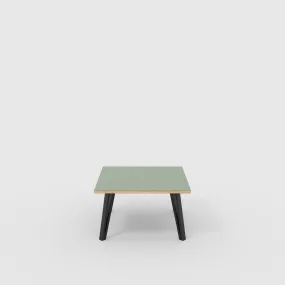Plywood Coffee Table with Black Box Hairpin Legs - Formica Green Slate - 800(w) x 800(d) x 425(h)