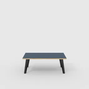 Plywood Coffee Table with Black Box Hairpin Legs - Formica Night Sea Blue - 1200(w) x 600(d) x 425(h)