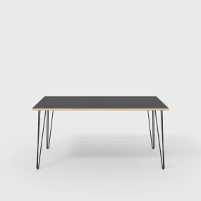 Plywood Desk with Black Hairpin Legs - Formica Diamond Black - 1600(w) x 800(d) x 735(h)