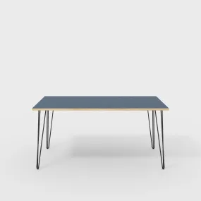 Plywood Desk with Black Hairpin Legs - Formica Night Sea Blue - 1600(w) x 800(d) x 735(h)