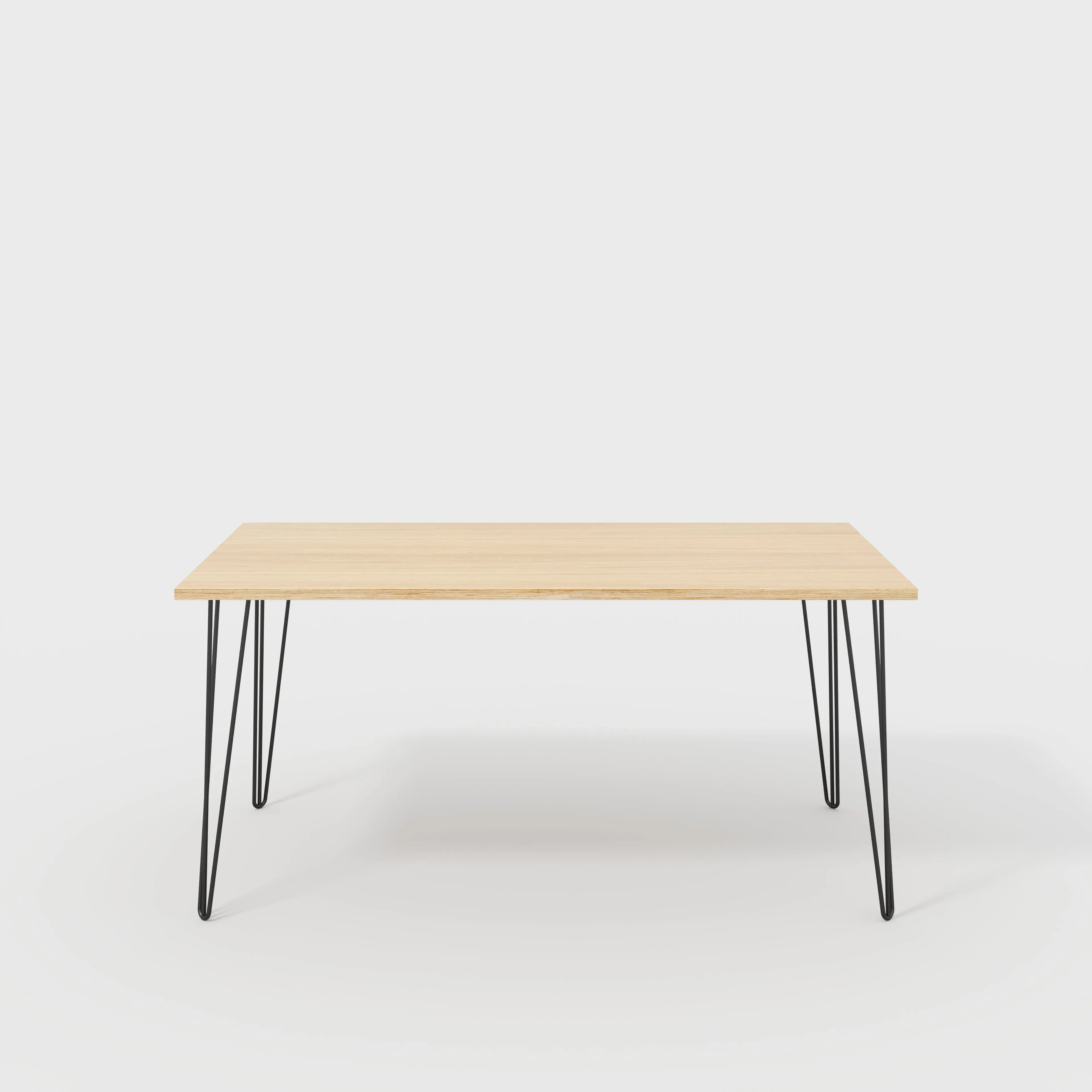 Plywood Desk with Black Hairpin Legs - Plywood Oak - 1600(w) x 800(d) x 735(h)
