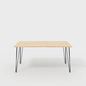 Plywood Desk with Black Hairpin Legs - Plywood Oak - 1600(w) x 800(d) x 735(h)