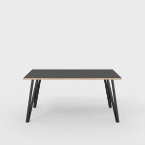 Plywood Table with Black Box Hairpin Legs - Formica Diamond Black - 1600(w) x 800(d) x 735(h)