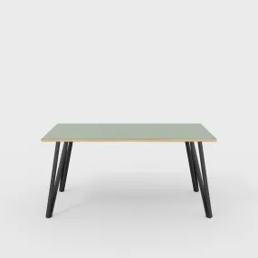 Plywood Table with Black Box Hairpin Legs - Formica Green Slate - 1600(w) x 800(d) x 735(h)