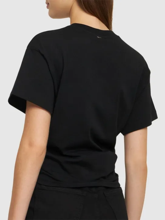Rabanne   Logo cotton crop t-shirt w/ ring 