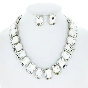 Rcl Crystal Octagon Cut Collar Necklace Set