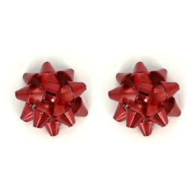 Red Bow Stud Christmas Earrings