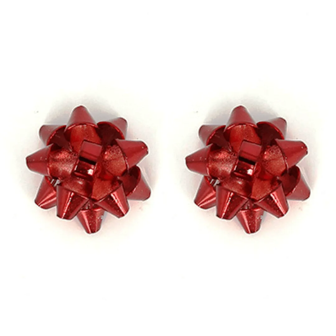 Red Bow Stud Christmas Earrings