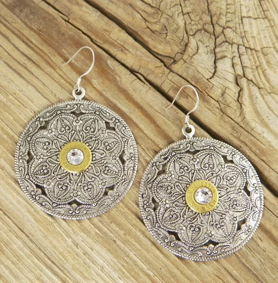 Round Flower Bullet Earrings