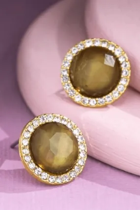 Round Rhinestone Stud Earrings