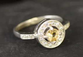 Round Yellow Ring - Natural Citrine Ring, November Birthstone Ring