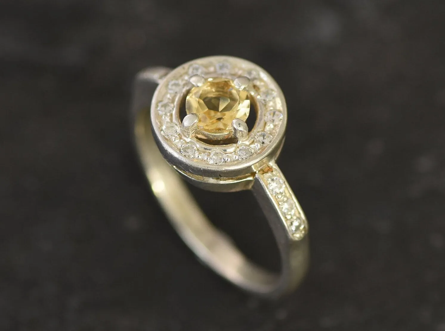 Round Yellow Ring - Natural Citrine Ring, November Birthstone Ring
