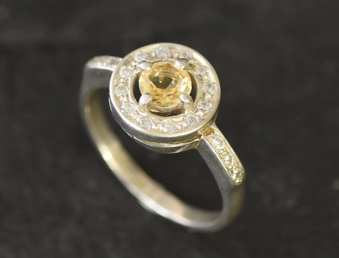 Round Yellow Ring - Natural Citrine Ring, November Birthstone Ring