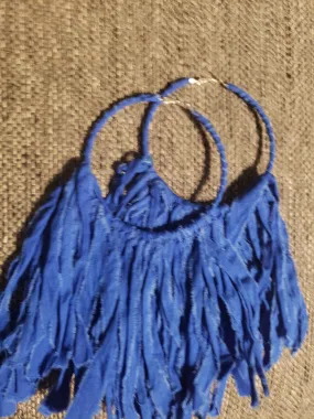 Royal Blues Fabric Hoop Tassels