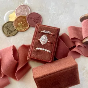 Rust Triple Ring Box with Terracotta Ribbon