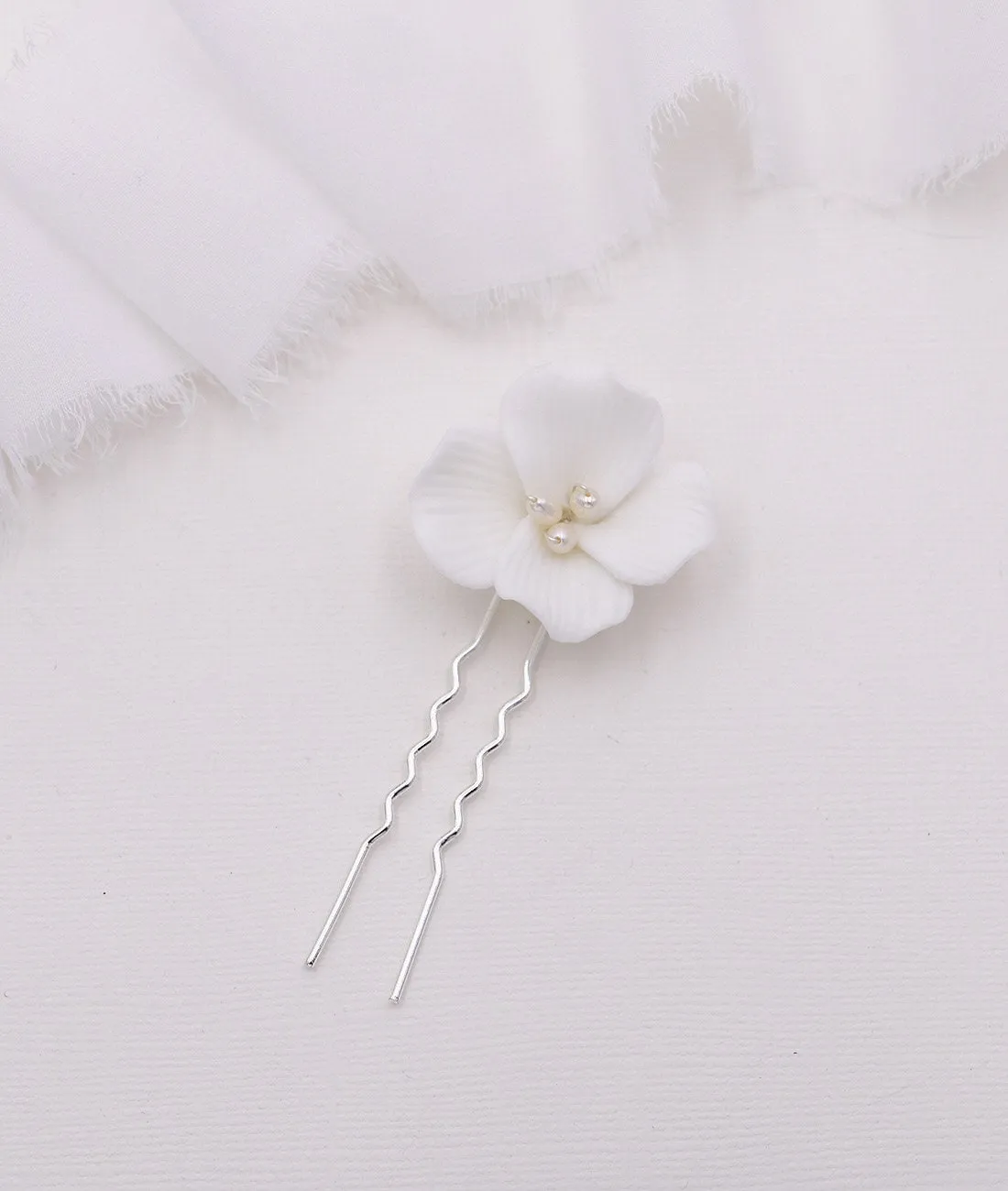 Sadie Porcelain Flower Hairpin Set of 2