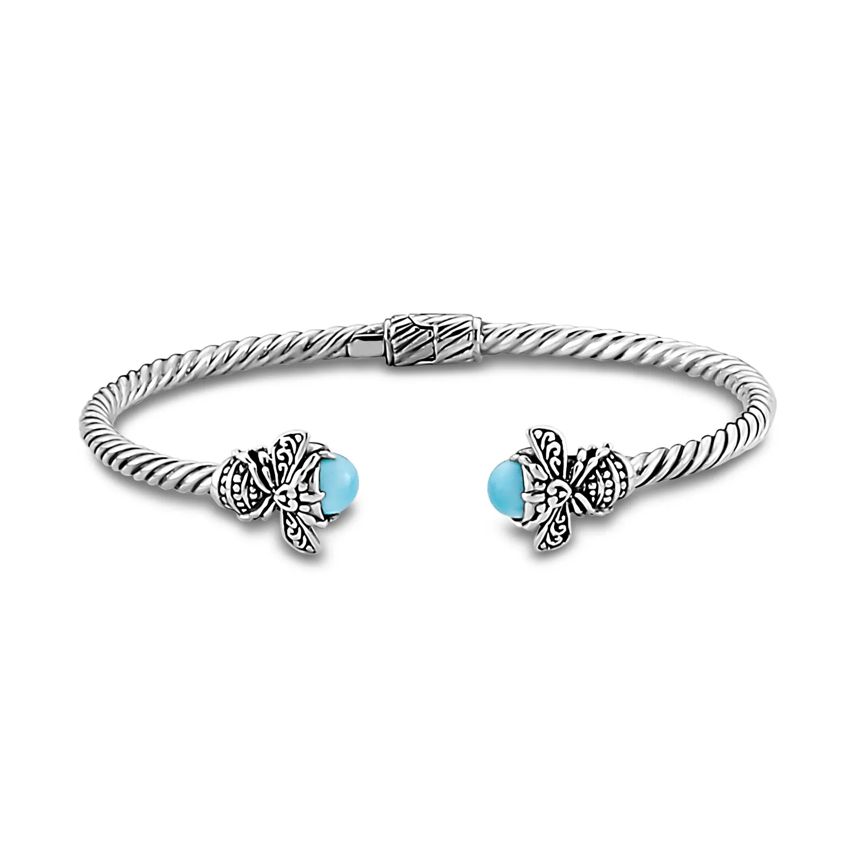 Samuel B. Sterling Silver Sleeping Beauty Turquoise Bumble Bee Bangle (96965)