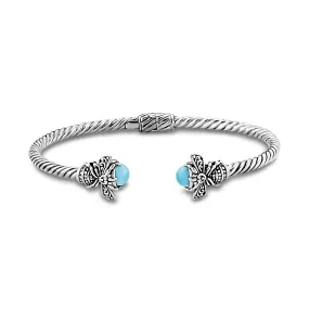 Samuel B. Sterling Silver Sleeping Beauty Turquoise Bumble Bee Bangle (96965)