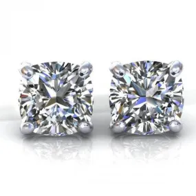 Selected 0.50CT Cushion Cut Diamond Stud Earrings in 14KT White Gold