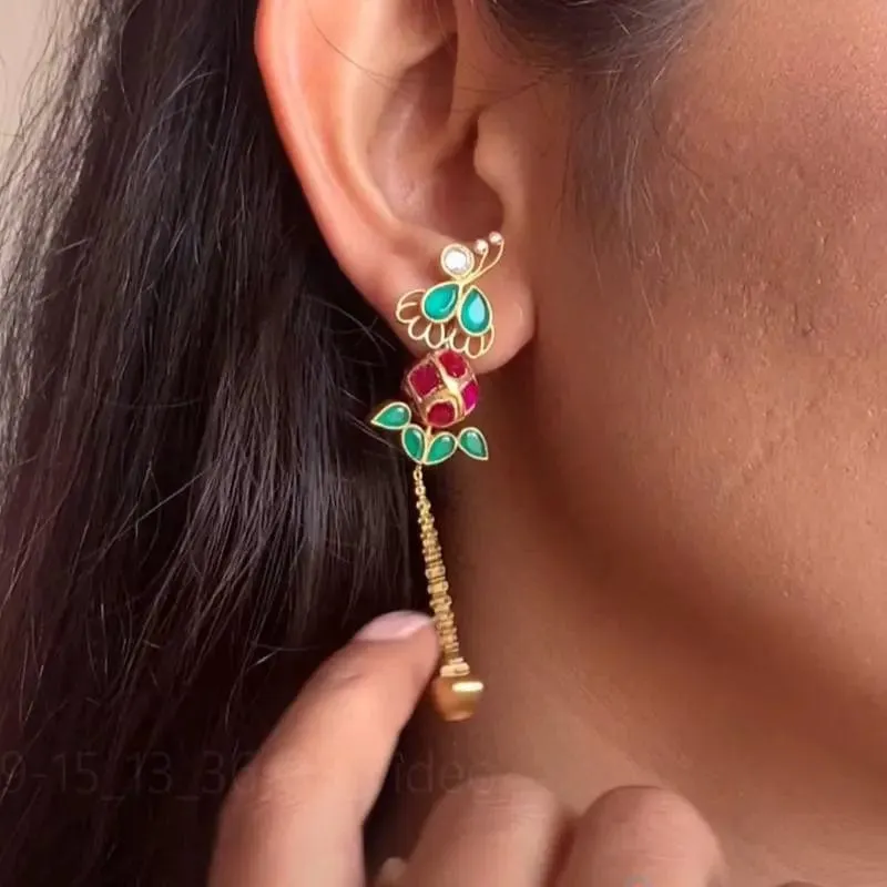 Silver 2-in-1 Titli Earring