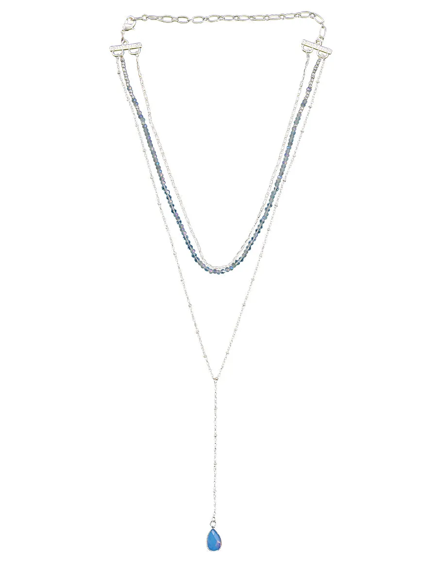 Silver Gemstone Layered Necklace