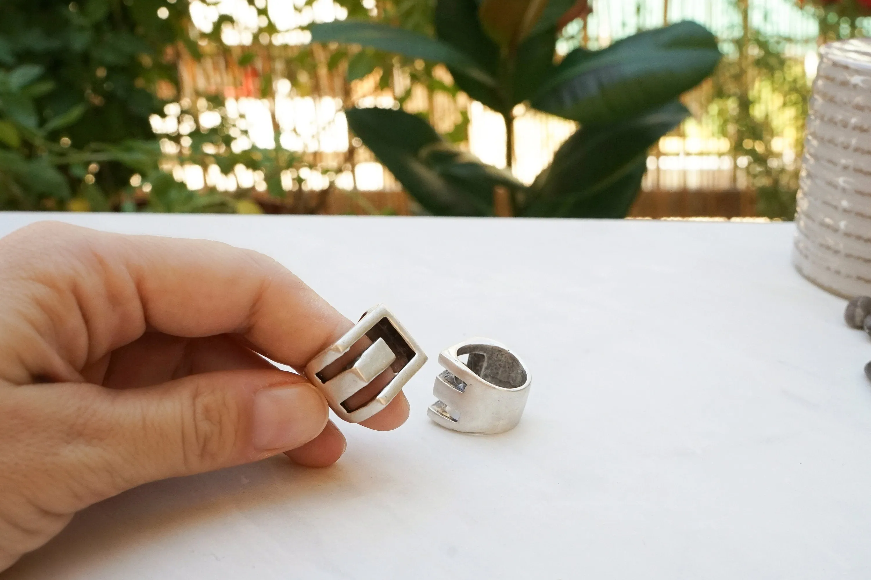 Silver Geometric Ring