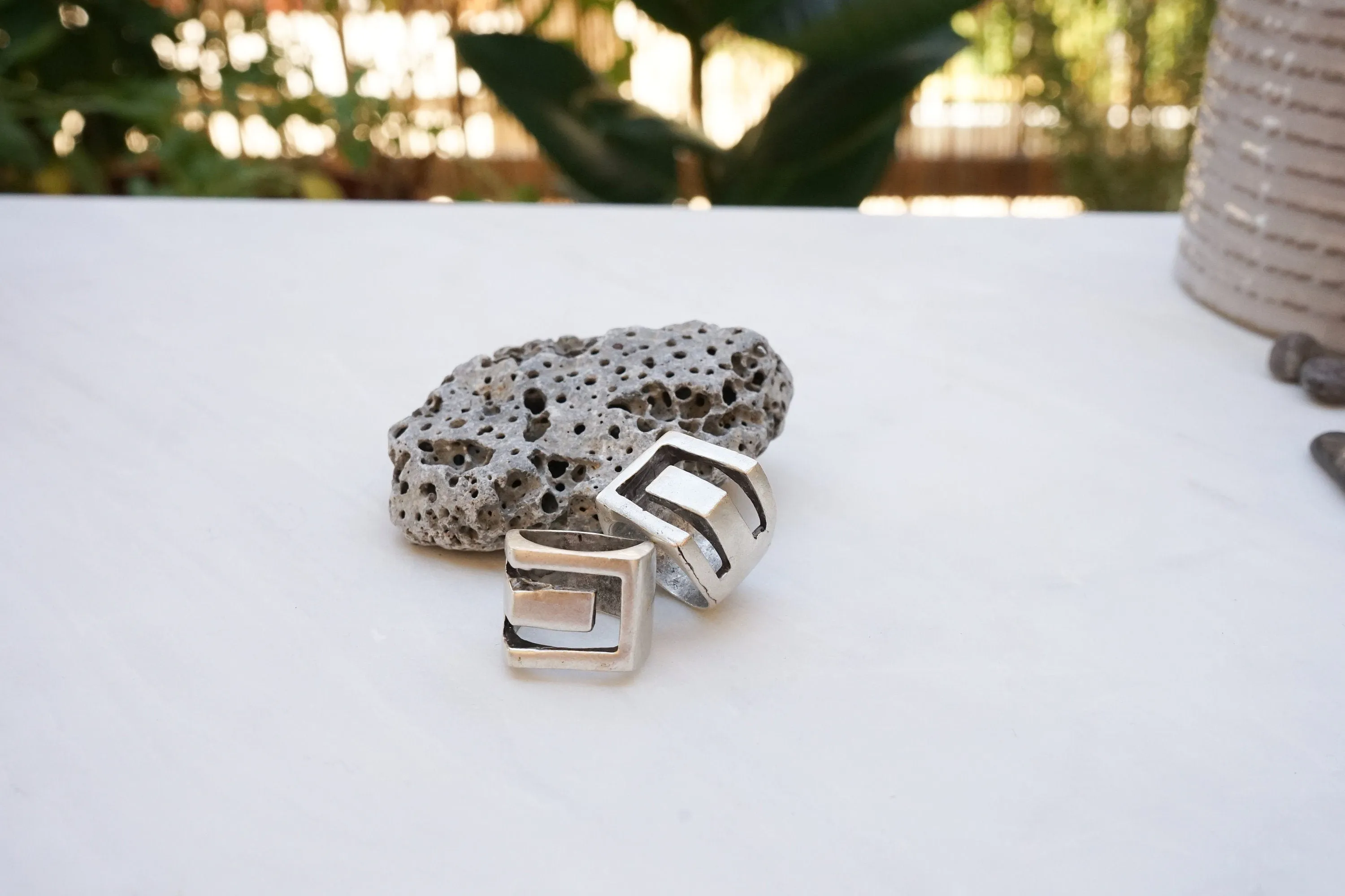 Silver Geometric Ring