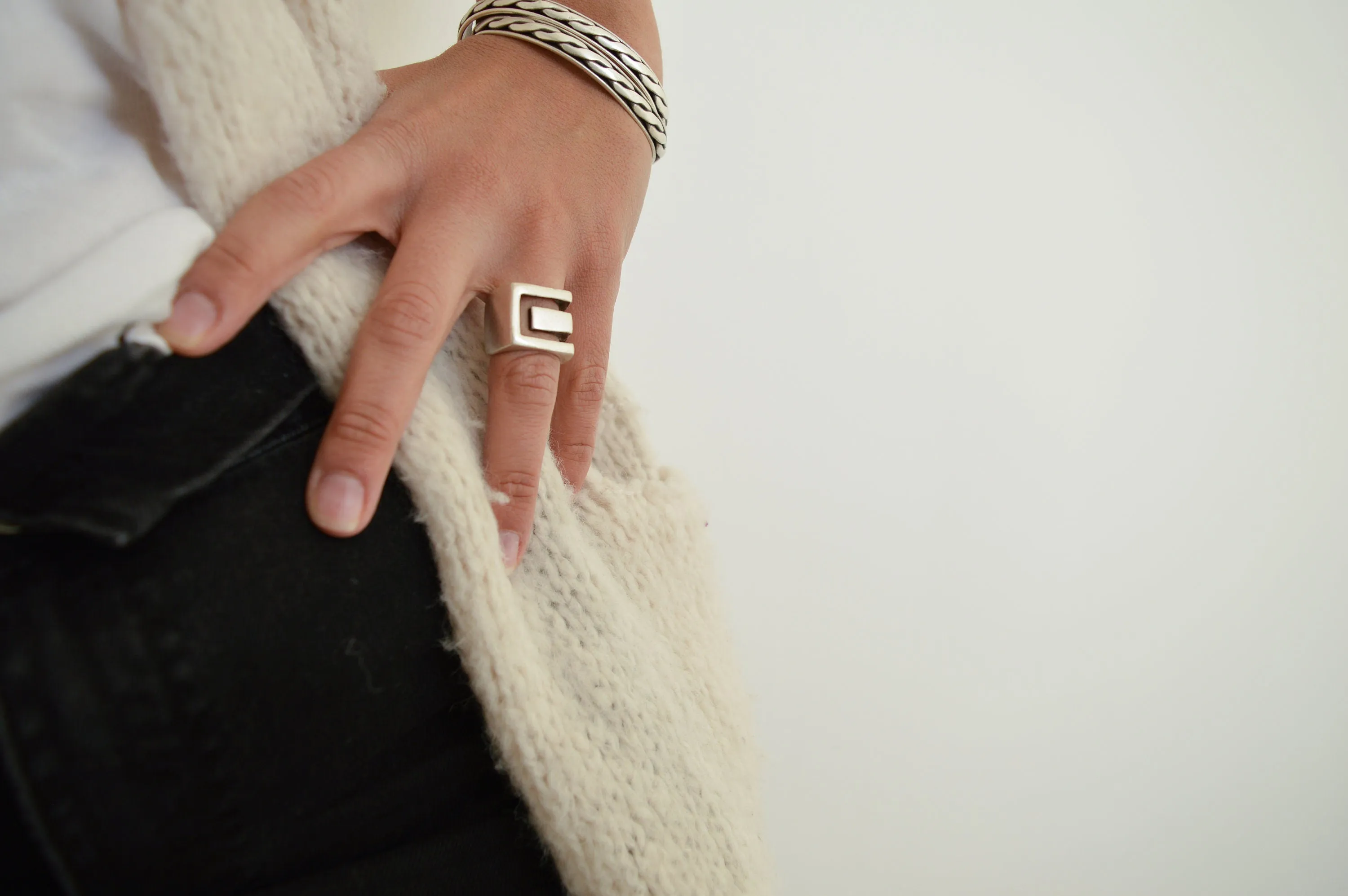 Silver Geometric Ring