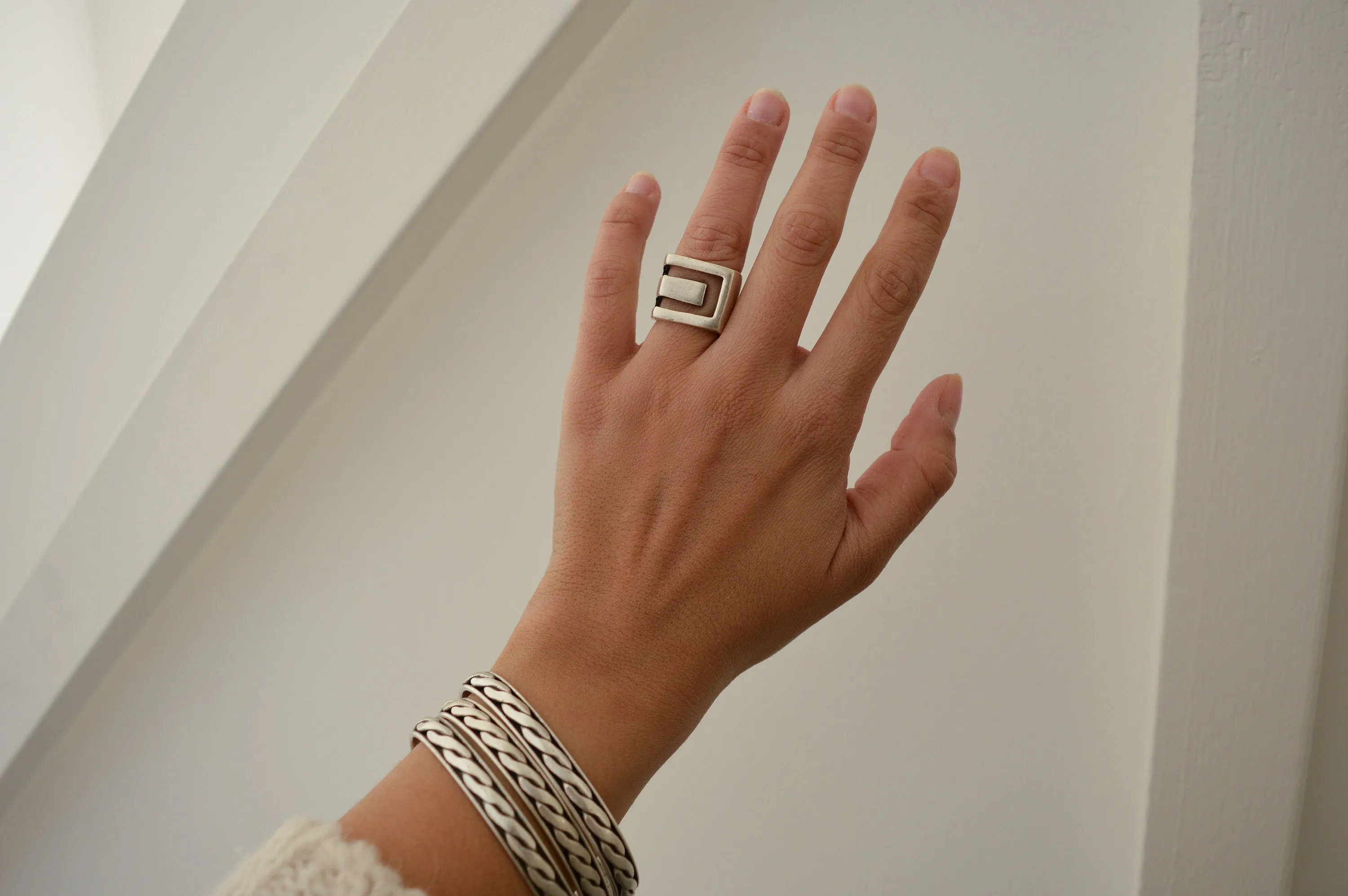 Silver Geometric Ring