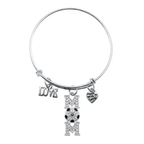 Silver Soccer Mom Charm Wire Bangle Bracelet