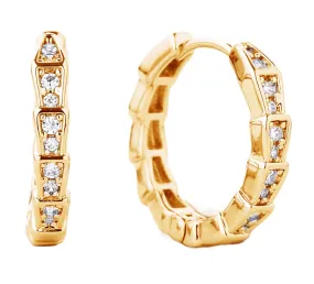 SJE310202 14K Gold Dipped Ridge Hoop Earrings
