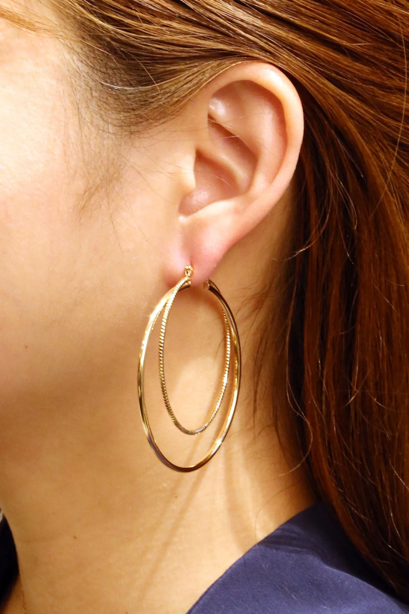 SJE310331 14K Dipped Double Cross Hoop Earrings