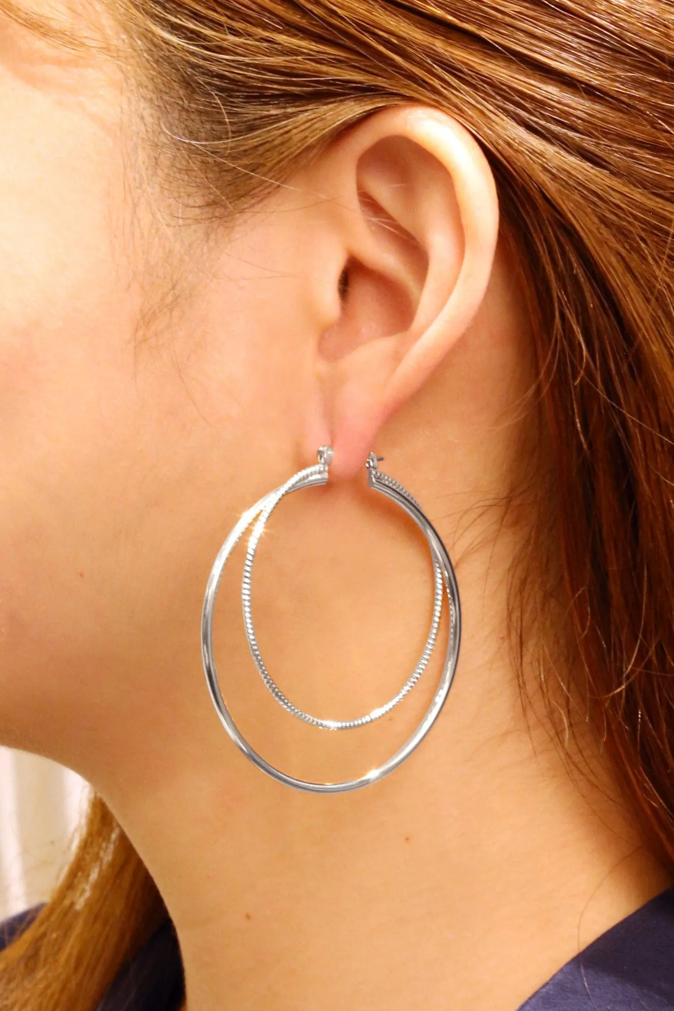 SJE310331 14K Dipped Double Cross Hoop Earrings