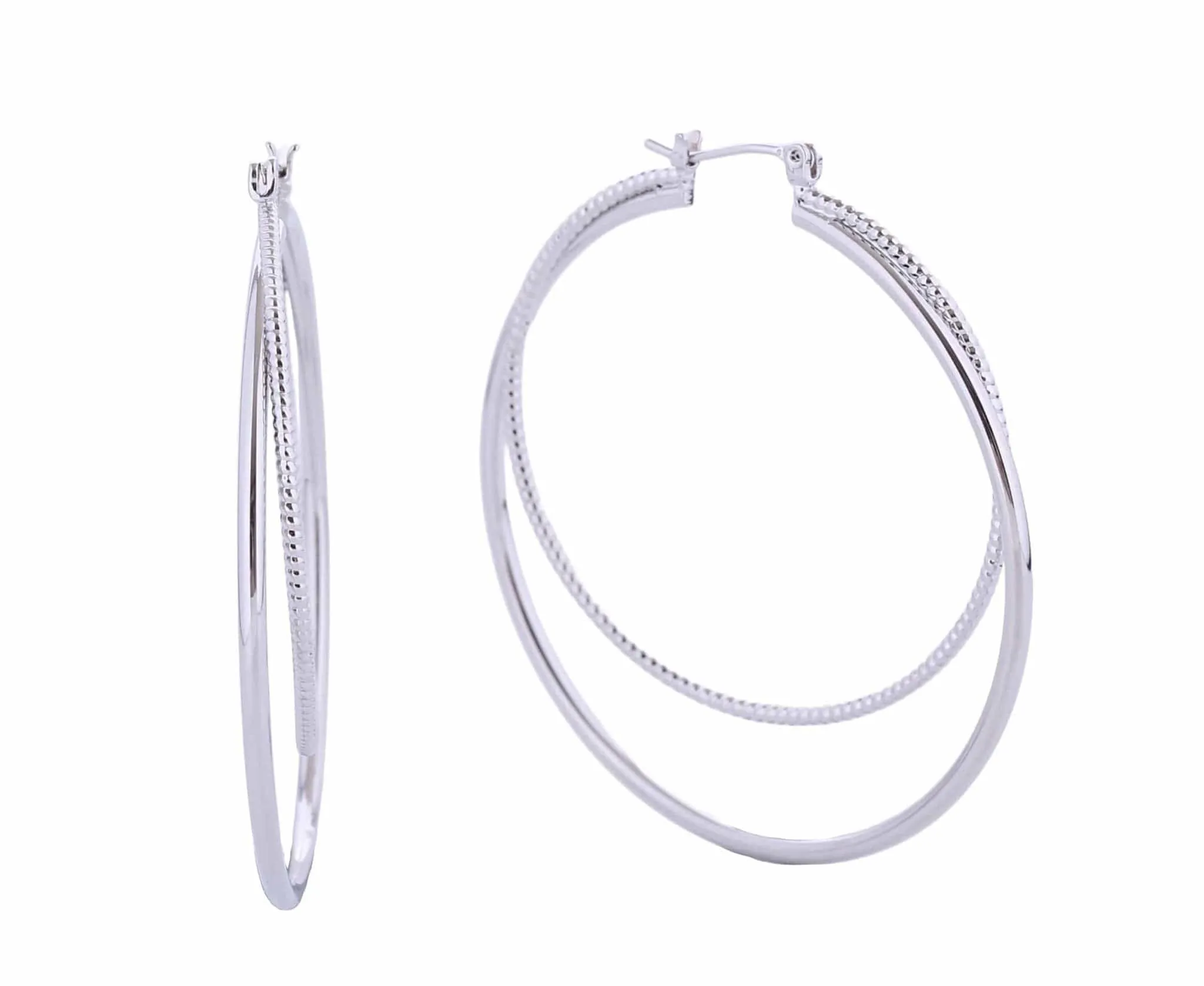SJE310331 14K Dipped Double Cross Hoop Earrings