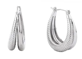 SJE310345 14K Dipped Layer Hoop Pin Catch Earrings