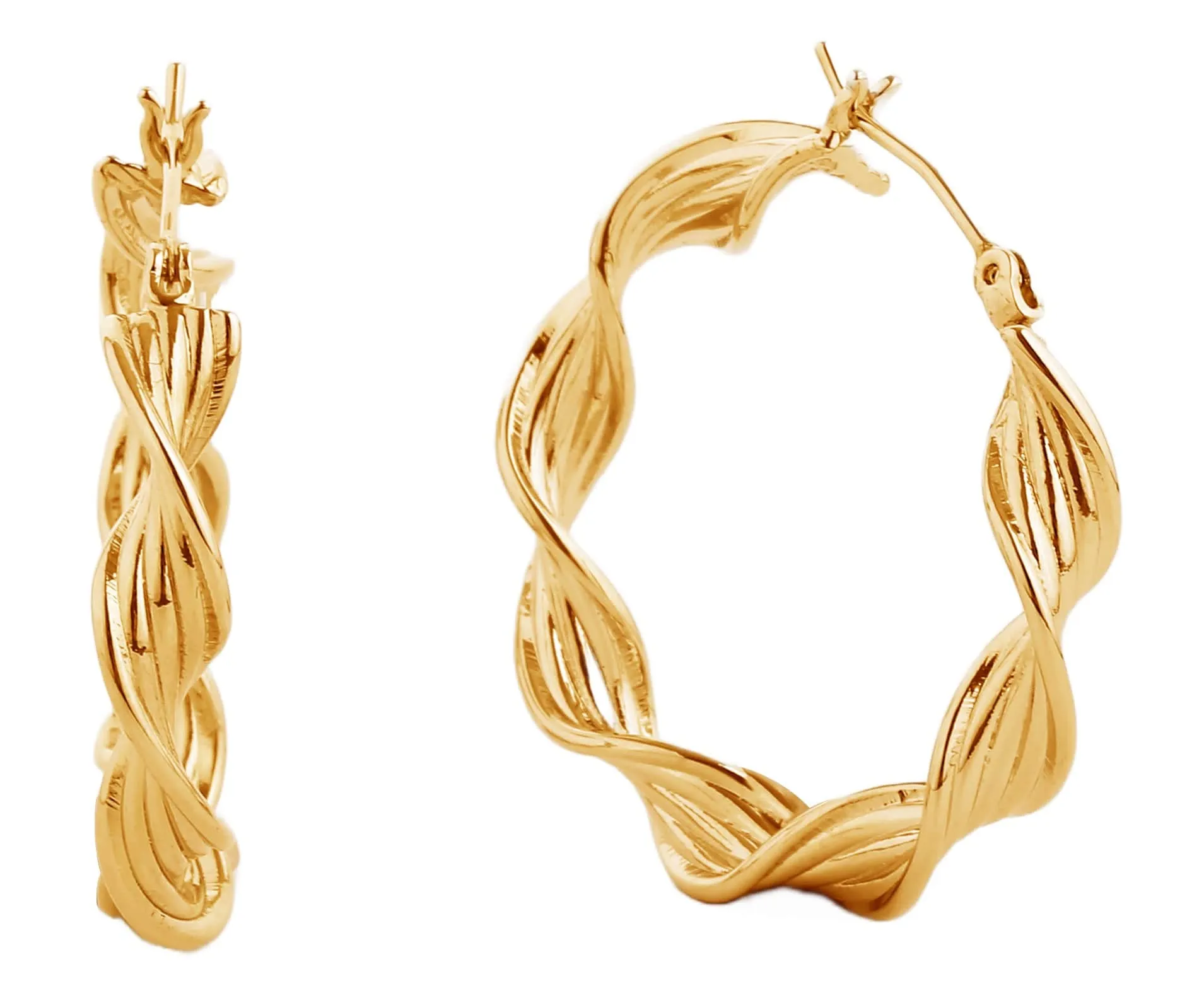 SJE310434 14K Dipped Twist Hoop Earrings