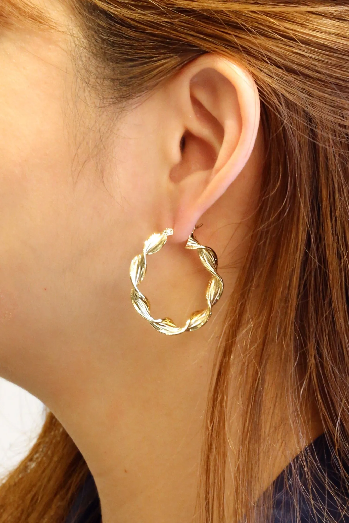 SJE310434 14K Dipped Twist Hoop Earrings
