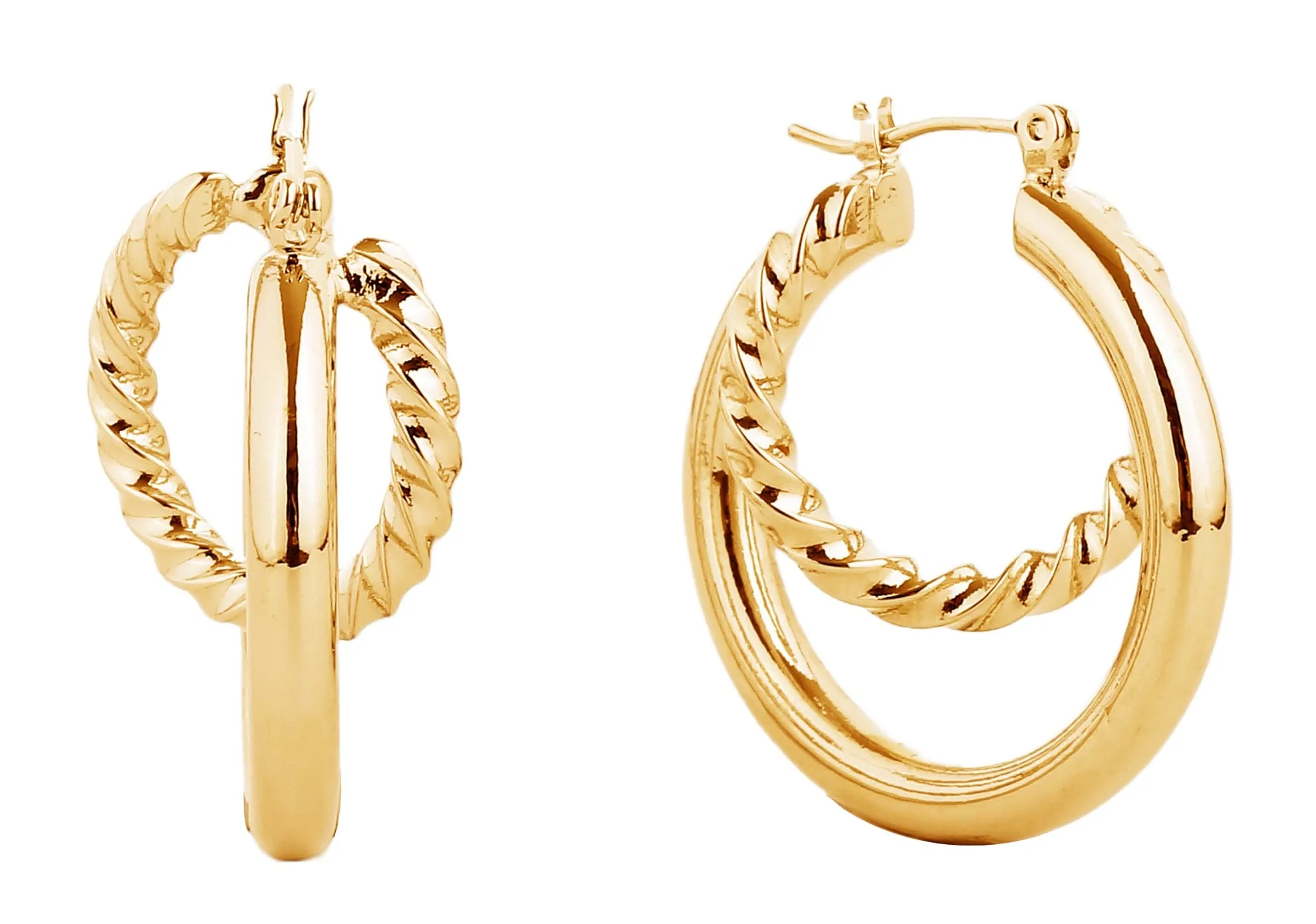 SJE310446 14K Dipped Pin Catch Hoop Earrings