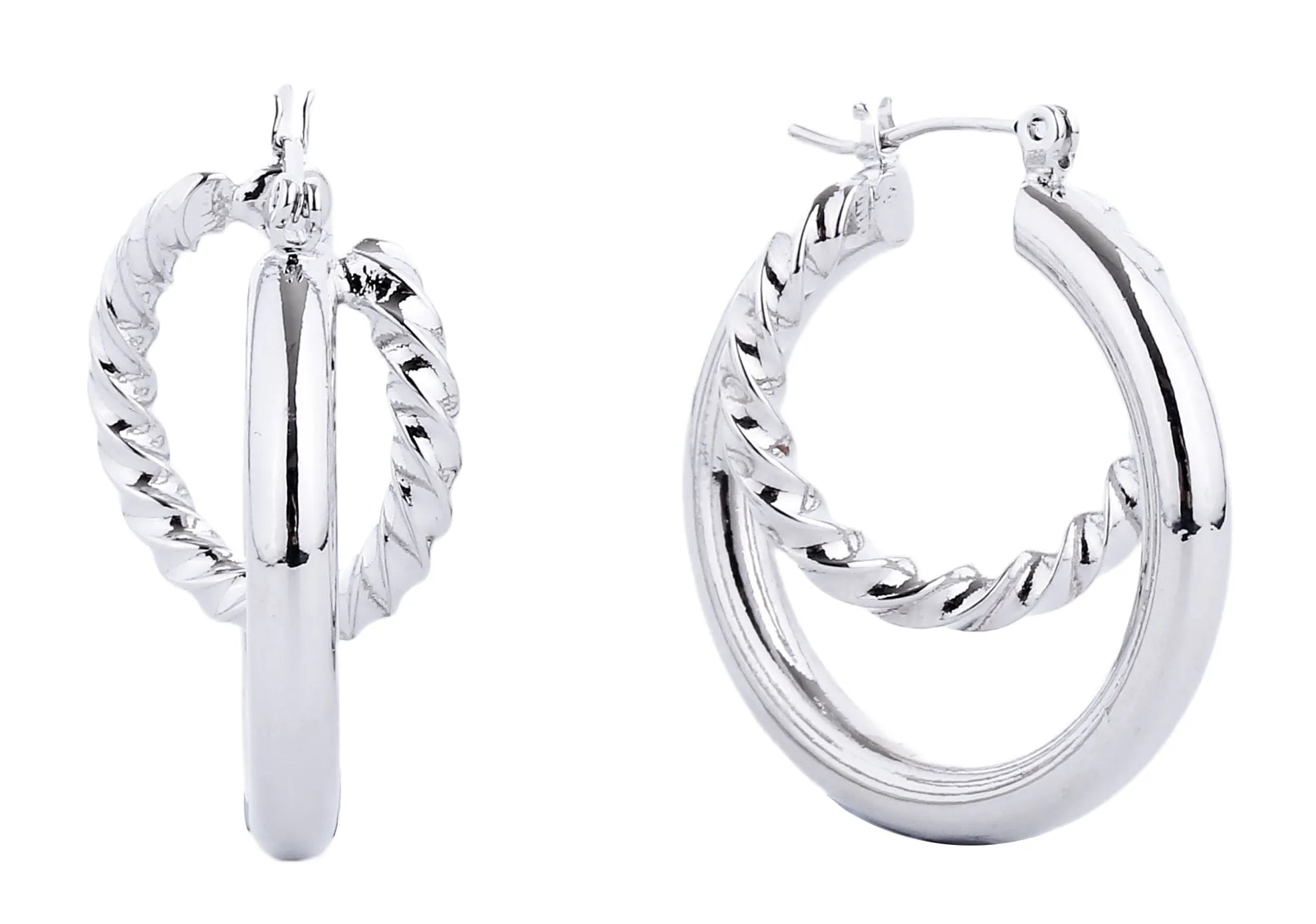 SJE310446 14K Dipped Pin Catch Hoop Earrings