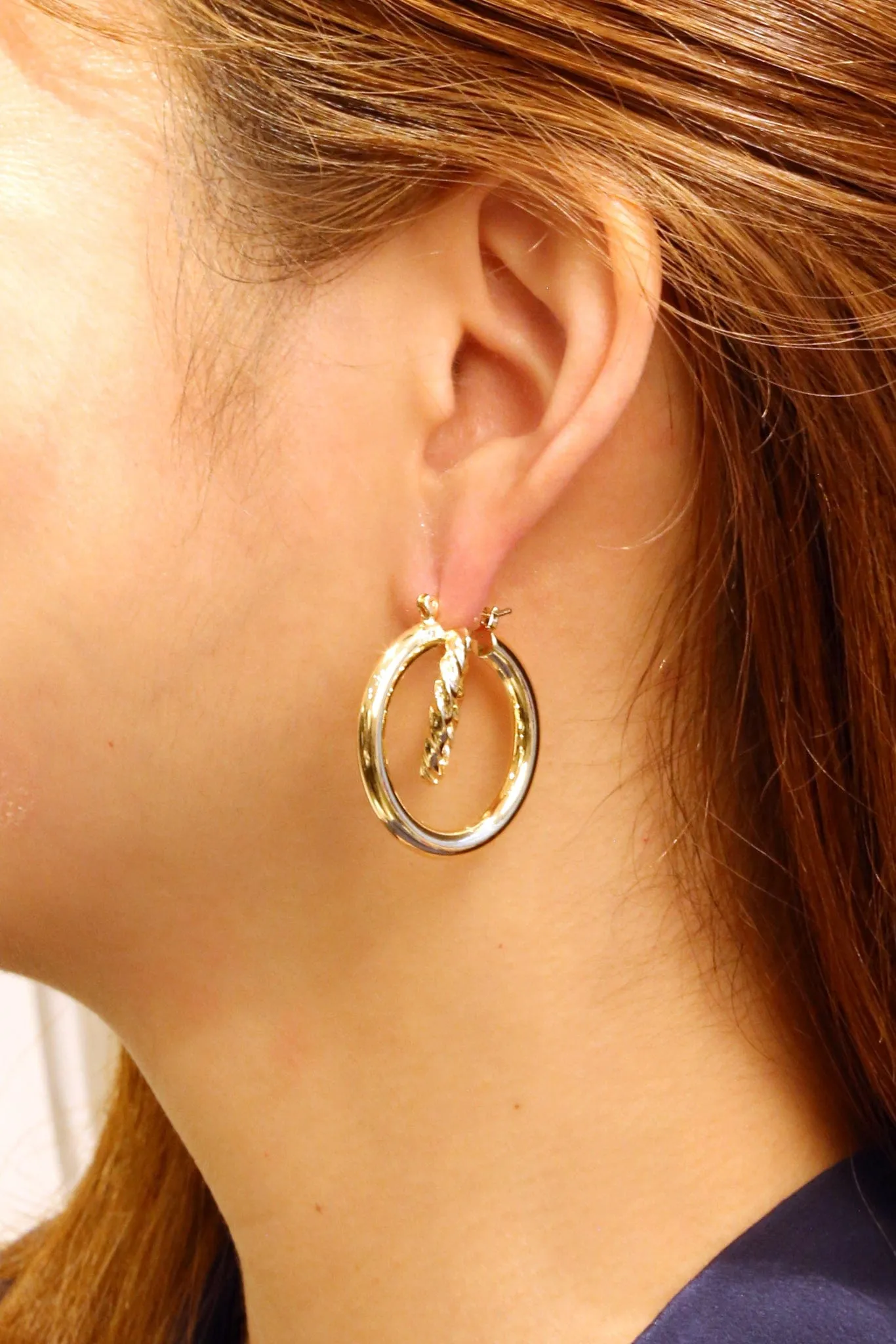 SJE310446 14K Dipped Pin Catch Hoop Earrings