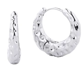 SJE310490 14K Gold-Dipped Textured Hoop Earrings