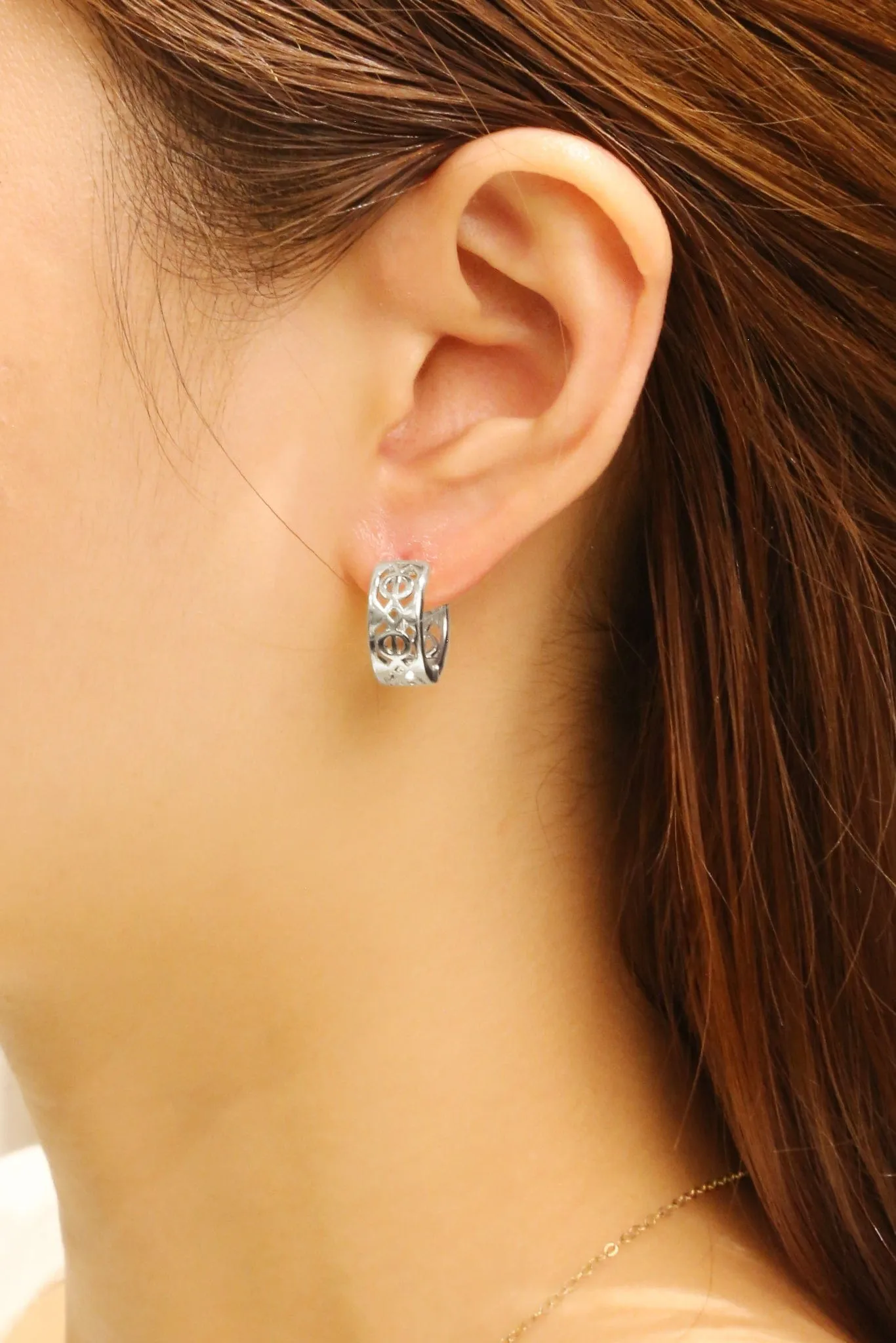 SJE310733 14K Celtic Cutout Huggie Earrings